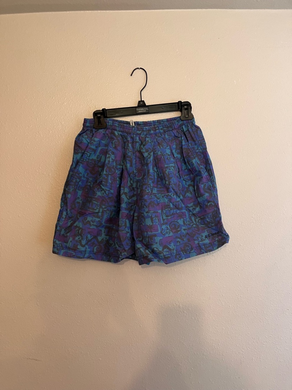L.L. Bean Blue and Purple Printed Elastic-Waist Shorts